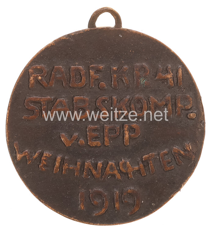 Bayrisches Schützenkorps / Freikorps v. Epp Erinnerungsmedaille der Radfahr-Komp. 41 Stabskompanie v. Epp Weihnachten  (ehemals Bayerisches Schützenkorps) 1919 Bild 2