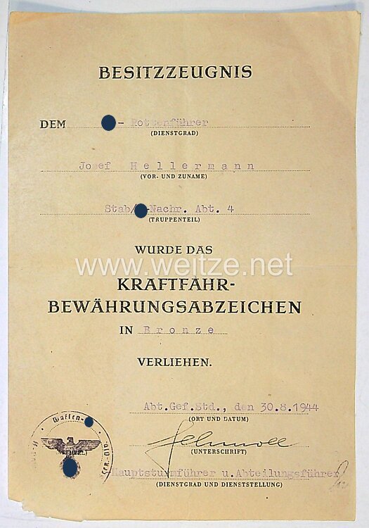Urkundengruppe eines SS-Rottenführer der SS-Polizei-Panzergrenadier-Division Bild 2