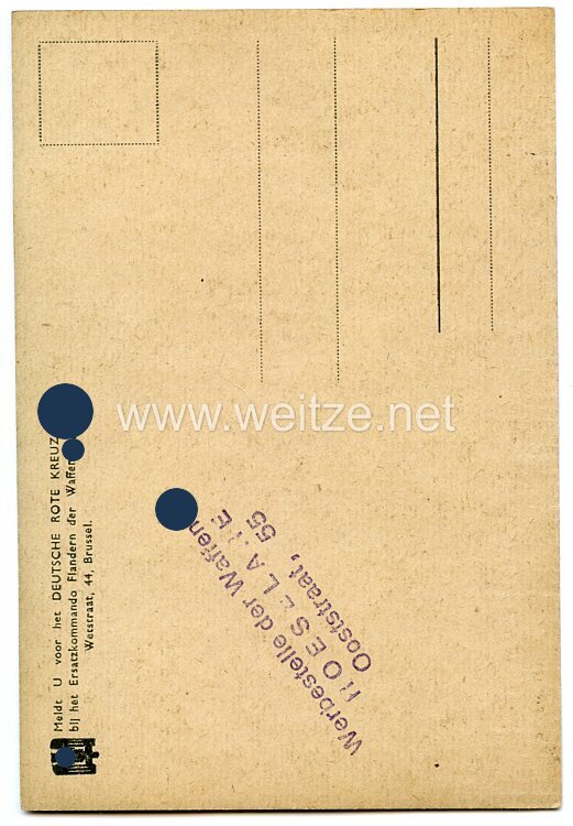 Waffen-SS - Propaganda-Postkarte - " Ersatzkommando Flandern der Waffen-SS und das Deutsche Rote Kreuz " Bild 2