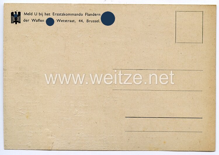Waffen-SS - Propaganda-Postkarte - " Vlamche Jeugd treedt aan! Waffen-SS D.R.K." Bild 2
