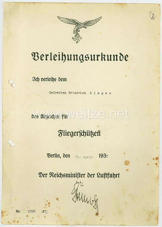 Luftwaffe - Urkundentrio für einen späteren Feldwebel der 4.Ausb.-Kp. der Luftflotten-Nachrichtenschule 1 Bild 2