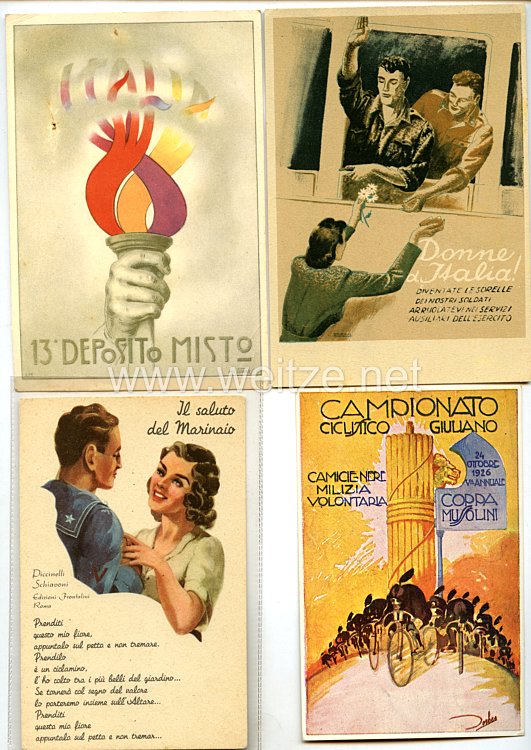 Italien 2. Weltkrieg - 5 farbige Propaganda-Postkarten Bild 2